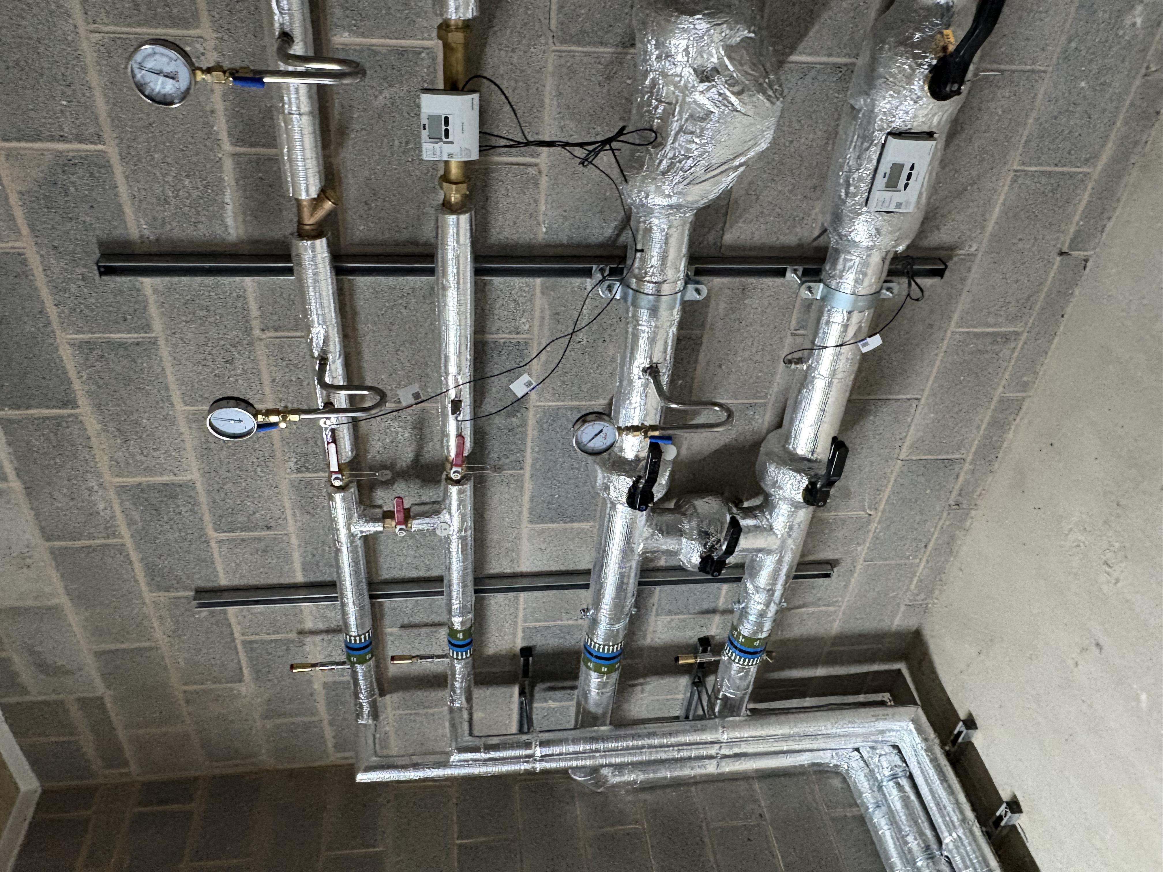 Corner view of heating system installation